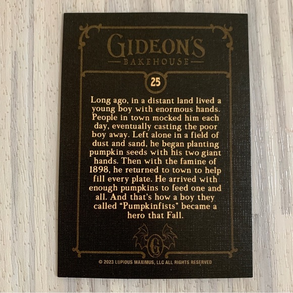 Gideon’s Bakehouse trading card #25, Pumpkinfists series 2, new - Picture 2 of 2